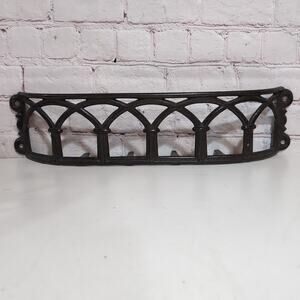 Vintage Cast Iron Pew Bible Hymnal Book Holder Wall Rack Art Deco Architectural